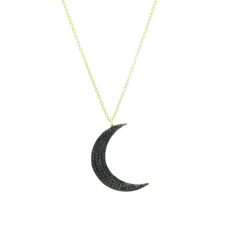 Gilded Onyx Moon Necklace