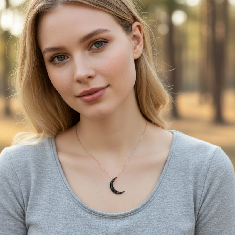 Gilded Onyx Moon Necklace Image 2