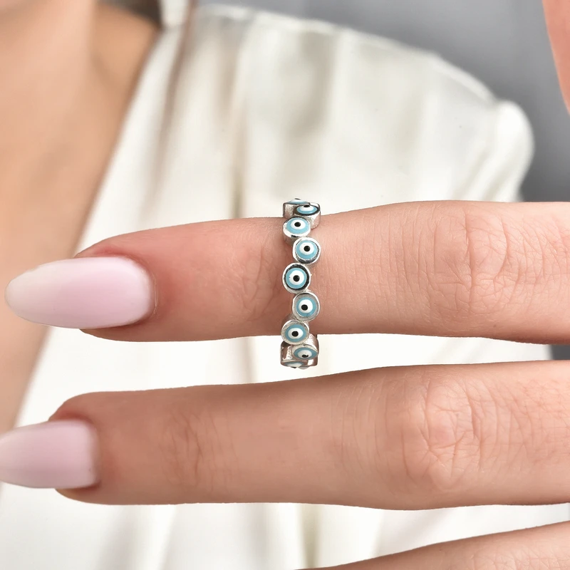 Sterling Silver Multi-Eye Protection Ring Image 2