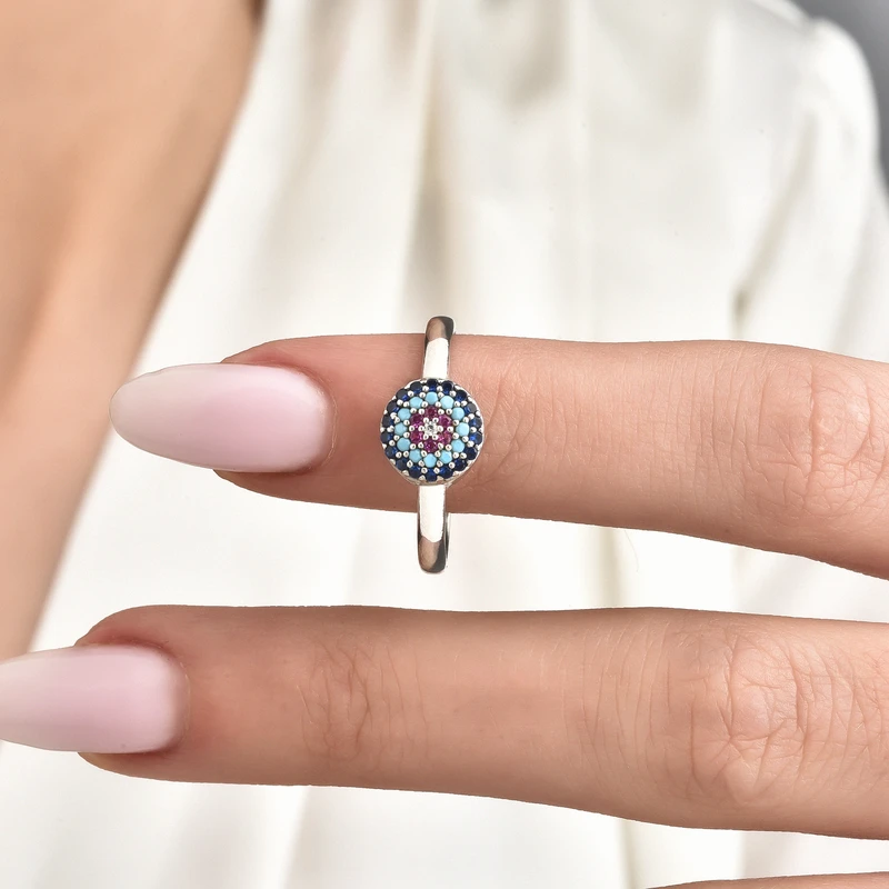 Multi Color Evil Eye Ring