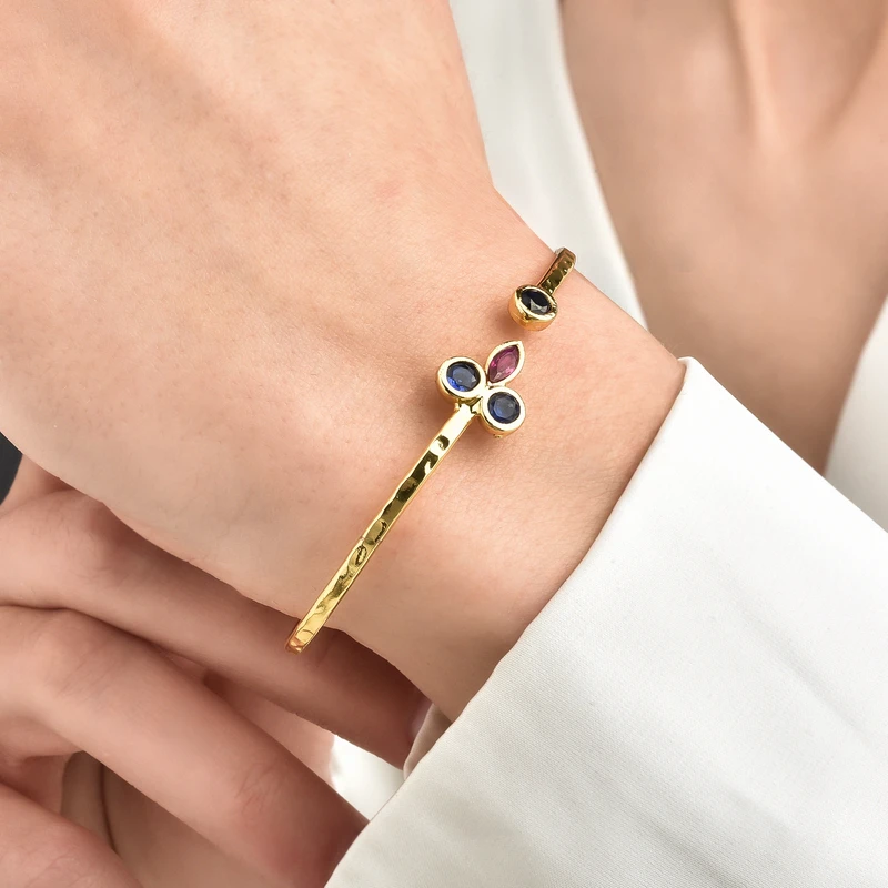 Gold Plated Open Cuff Brass Bracelet