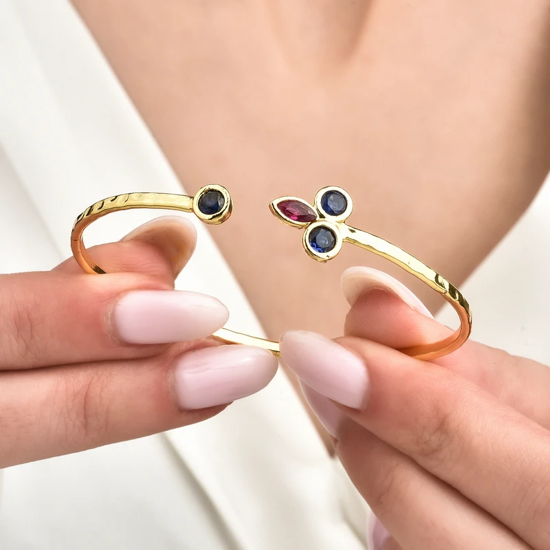 Gold Plated Open Cuff Brass Bracelet Image 2