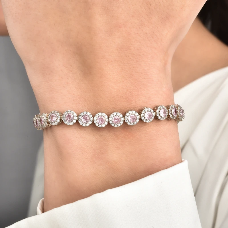 Sparkling Gemstone Halo Adjustable Bracelet