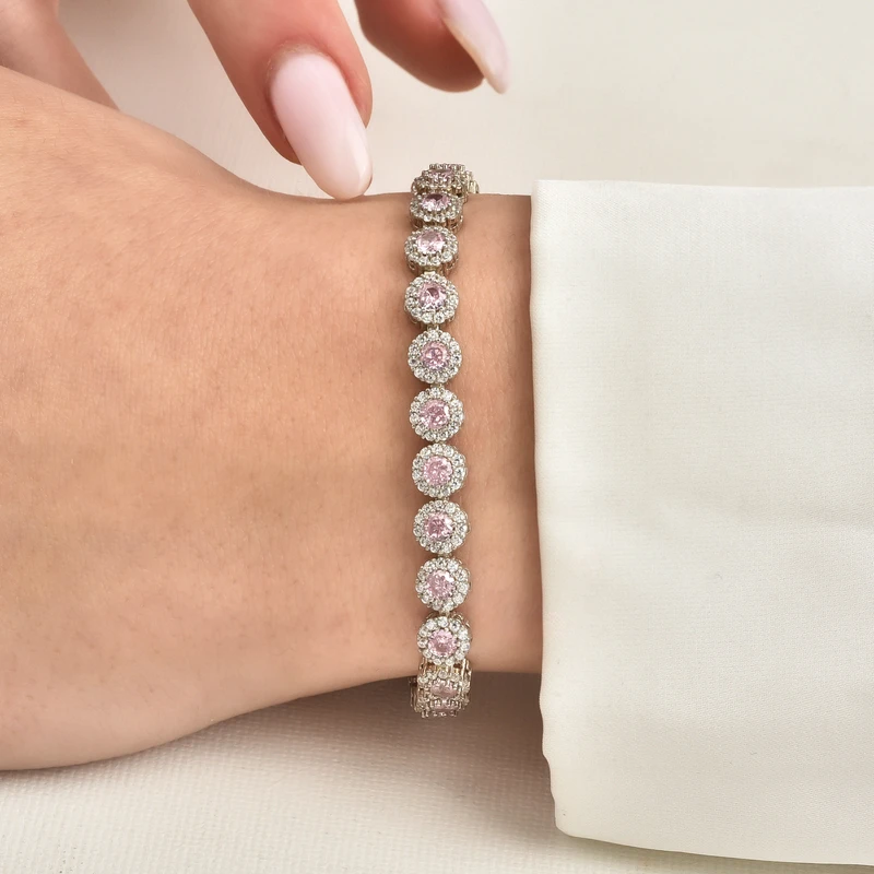 Sparkling Gemstone Halo Adjustable Bracelet Image 2