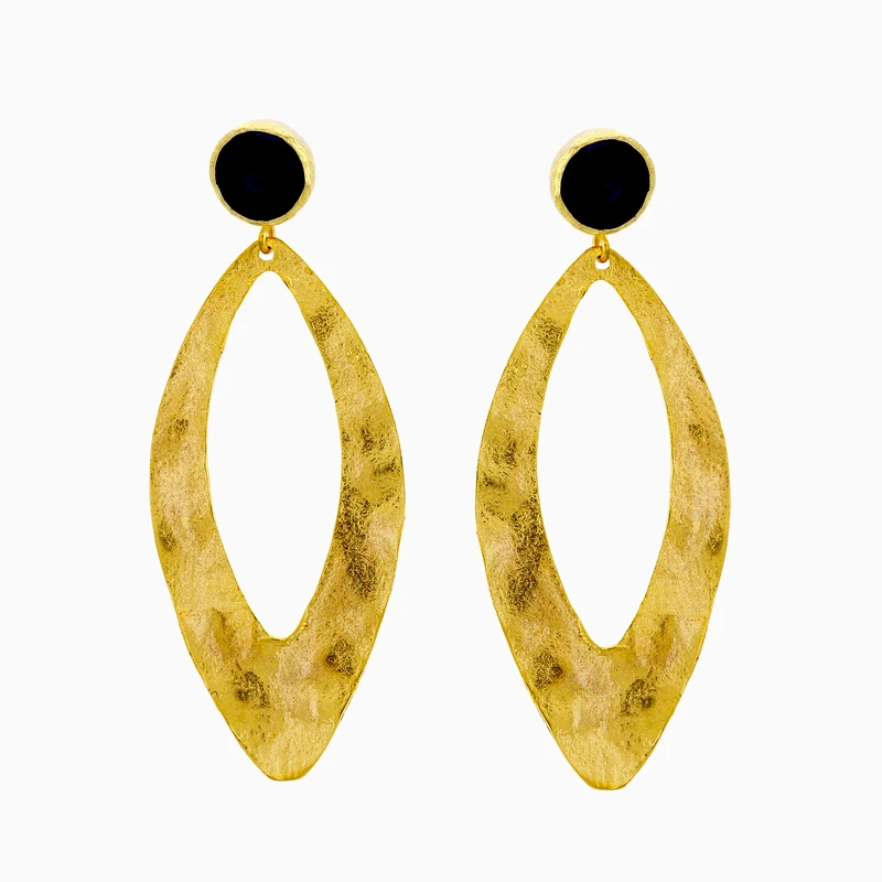 Onyx Hammered Dangle Earring Image 1