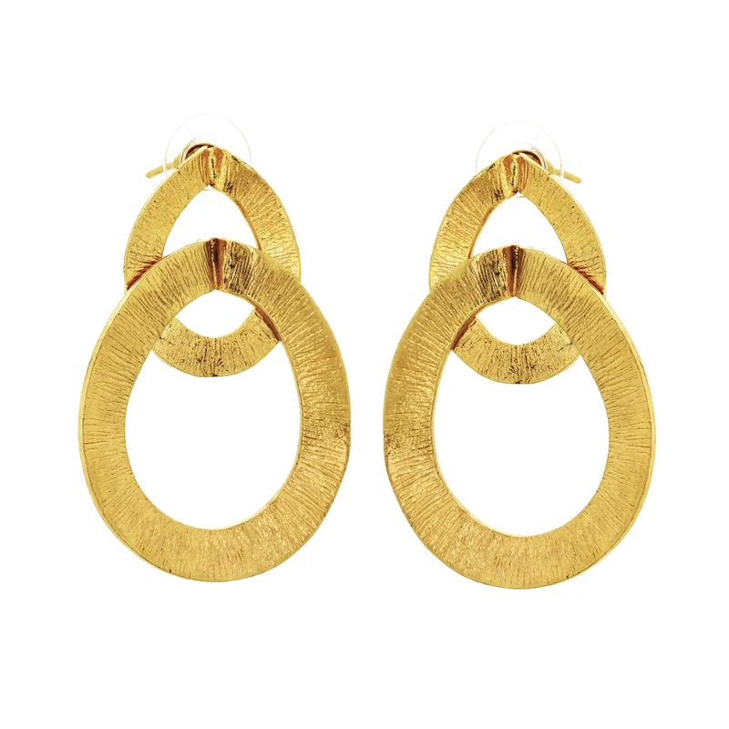 Athena Ovals Brushed Texture Earring Image 1