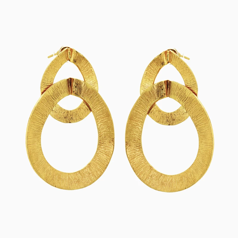 Athena Ovals Brushed Texture Earring Image 1
