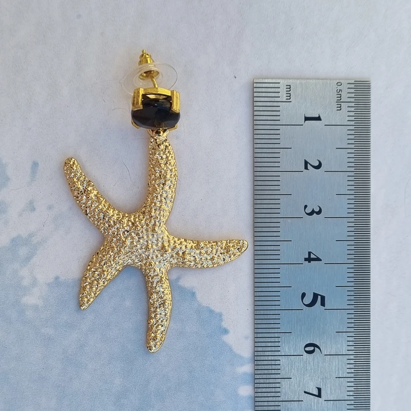 Onyx Stone Starfish Dangle Earring