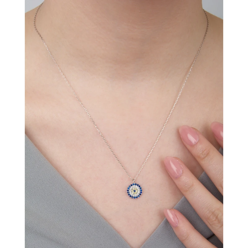 Evil Eye Silver Necklace Image 2