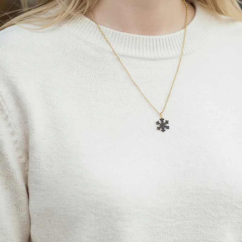 Mini Snowflake Silver Necklace Image 2