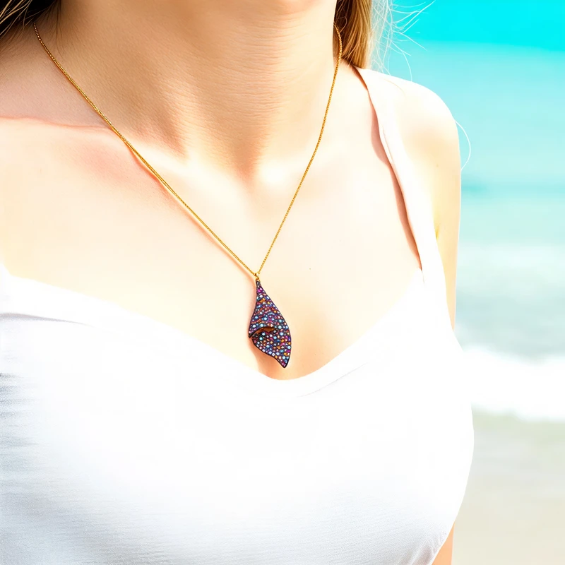 Multicolor Pave Necklace  Sea ​​Mountain Image 2