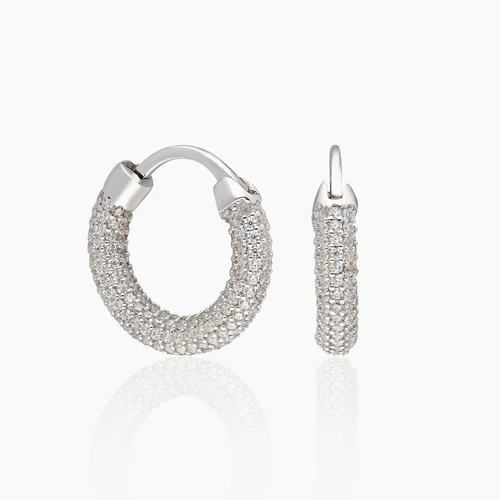 White Daily Wear Huggie Hoop Earrings