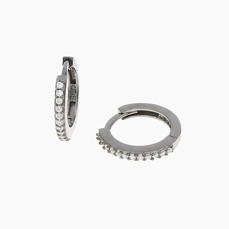 Mid Pave Hoop Earring