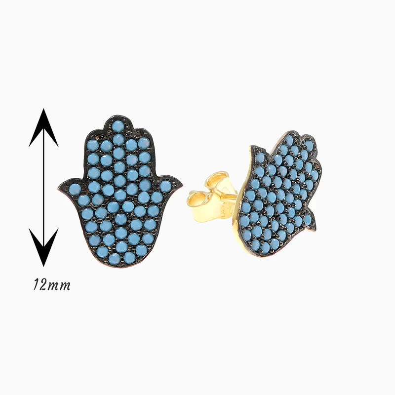 Hamsa Stud Earring Nano Turquoise Image 2