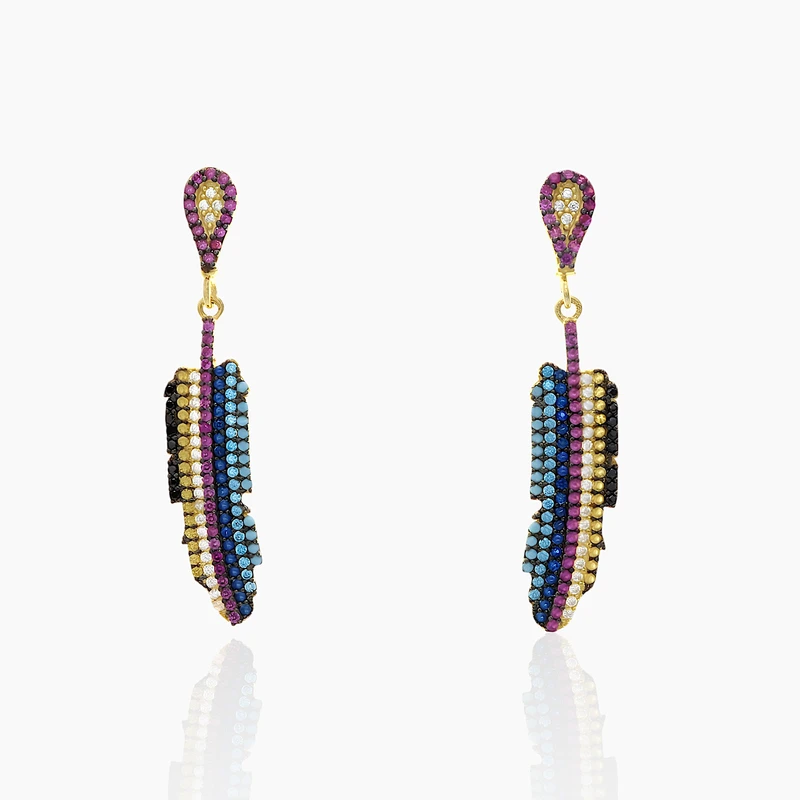 Fancy Multi Color Feather Dangle Image 1