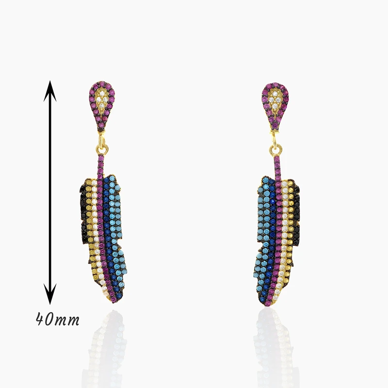 Fancy Multi Color Feather Dangle Image 2