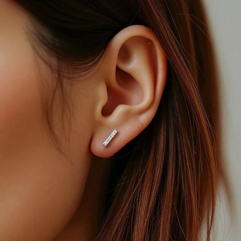 Daily Wear Mini Bar Stud Earring Image 2