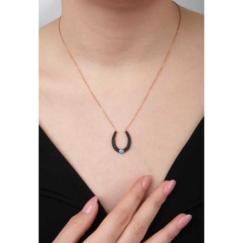 Horseshoe Evil Eye Necklace Image 2