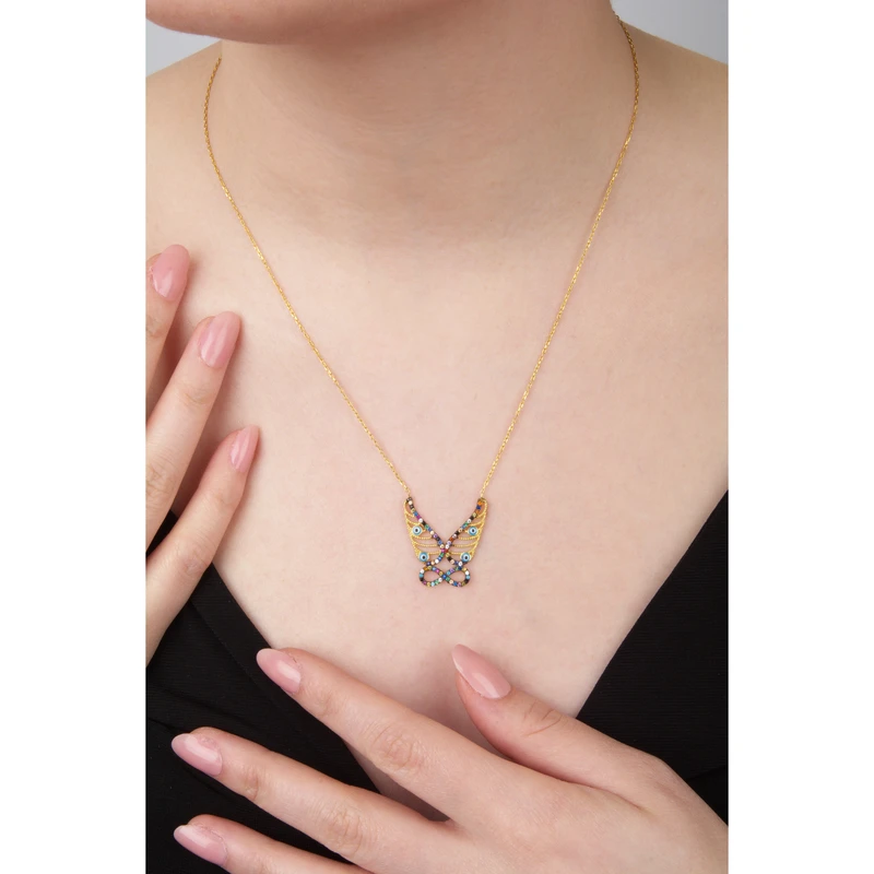 Butterfly Infinity Necklace with Evil Eye Accents Image 2